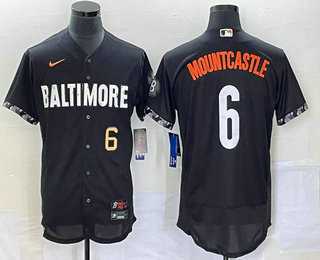 Mens Baltimore Orioles #6 Ryan Mountcastle Number Black 2023 City Connect Flex Base Stitched Jerseys